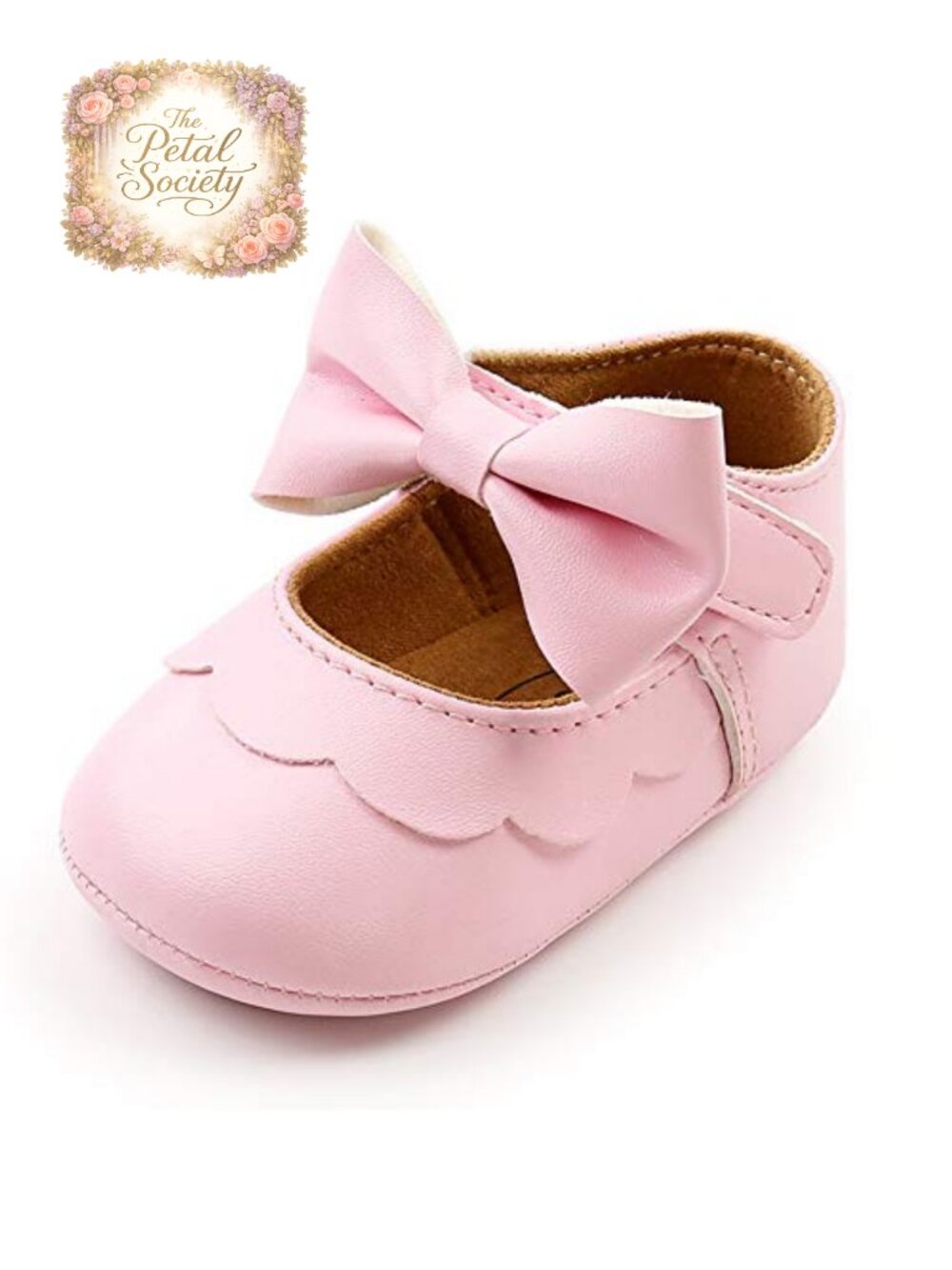 Baby Girls Mary Jane Flats PU Leather Bow Non Slip Soft Sole First Walker Dress